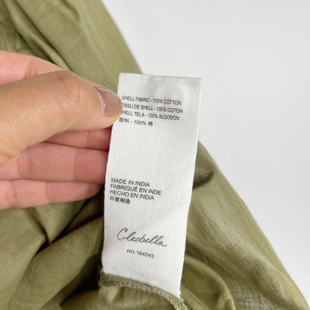 New Evereve Cleobella XS Olive Green River Blouse Puff Sleeve Button Front VNeck - Picture 11 of 14
